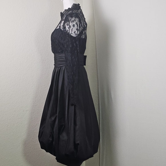 Vintage The Gilberts for Tally NY Black Lace & Taffeta Bubble Hem Cocktail Dress - Picture 7 of 16